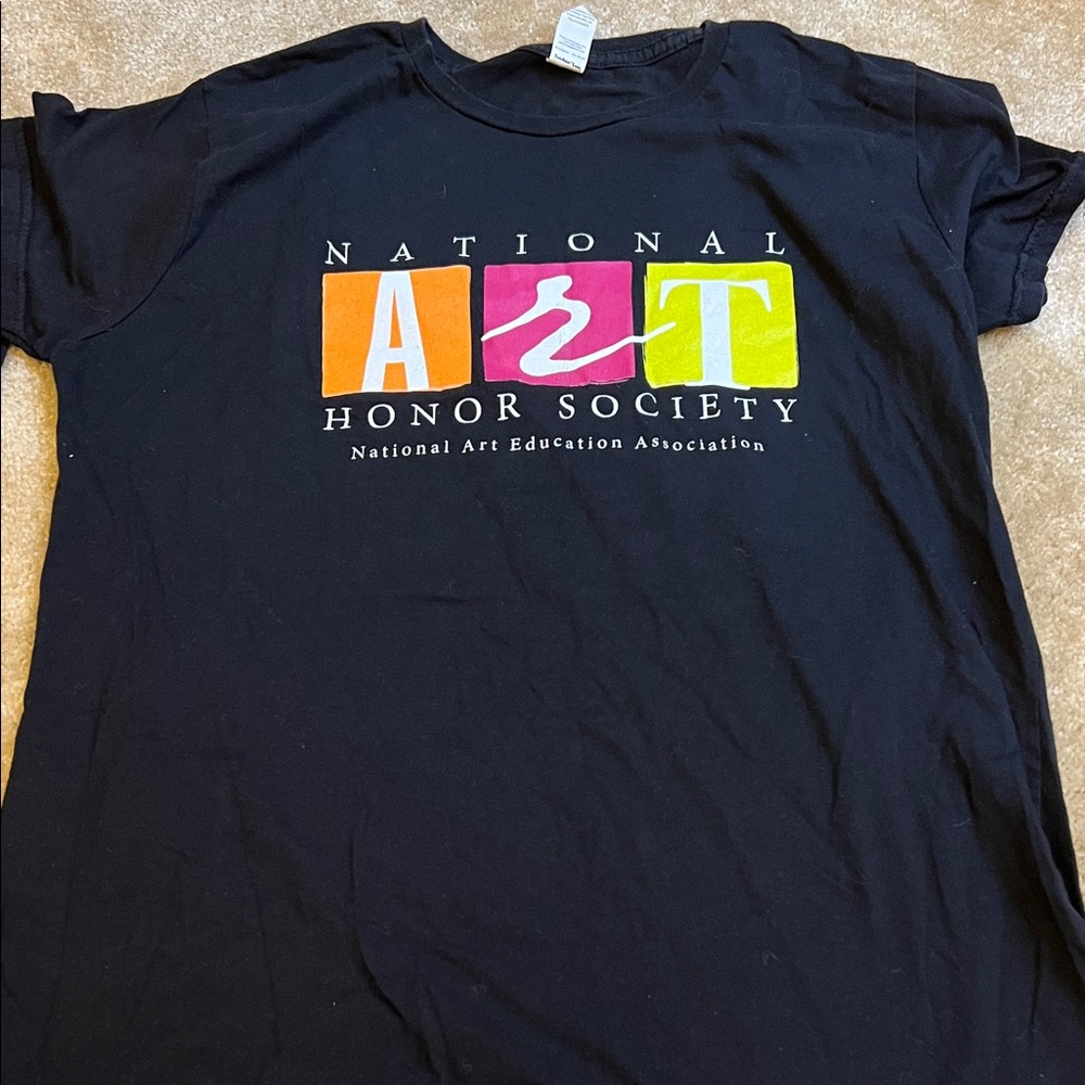 Anvil Black Short Sleeve Tee with Colorful Art Design